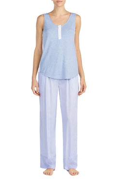DKNY Periwinkle-Grid Contrast-Stripe Tank Top thumbnail 4