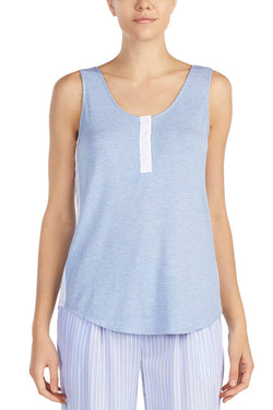 DKNY Periwinkle-Grid Contrast-Stripe Tank Top thumbnail 1