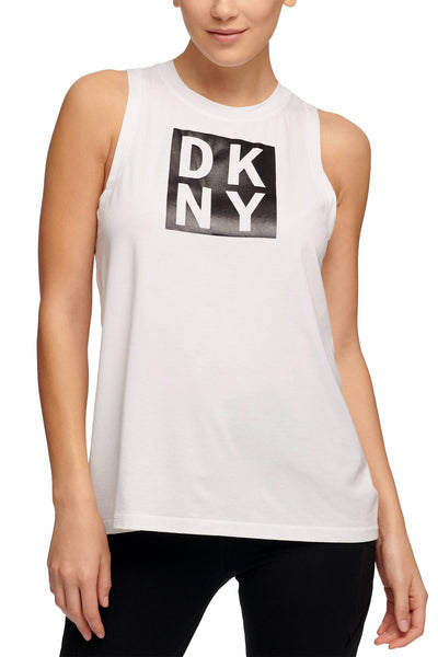 DKNY Sport White/Black Modal Logo Tank Top