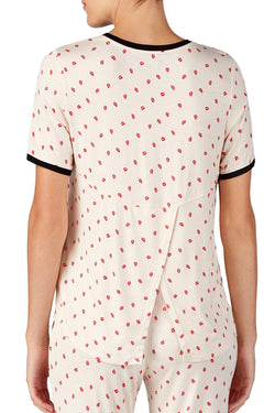 DKNY Tan Read My Lips Printed Short Sleeve Pajama Top thumbnail 4