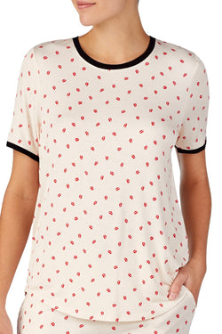 DKNY Tan Read My Lips Printed Short Sleeve Pajama Top thumbnail 3