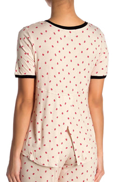 DKNY Tan Read My Lips Printed Short Sleeve Pajama Top thumbnail 2