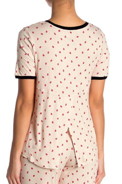 DKNY Tan Read My Lips Printed Short Sleeve Pajama Top thumbnail 2