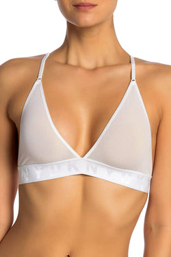 DKNY White Seamless Logo Wireless Mesh Bralette thumbnail 4