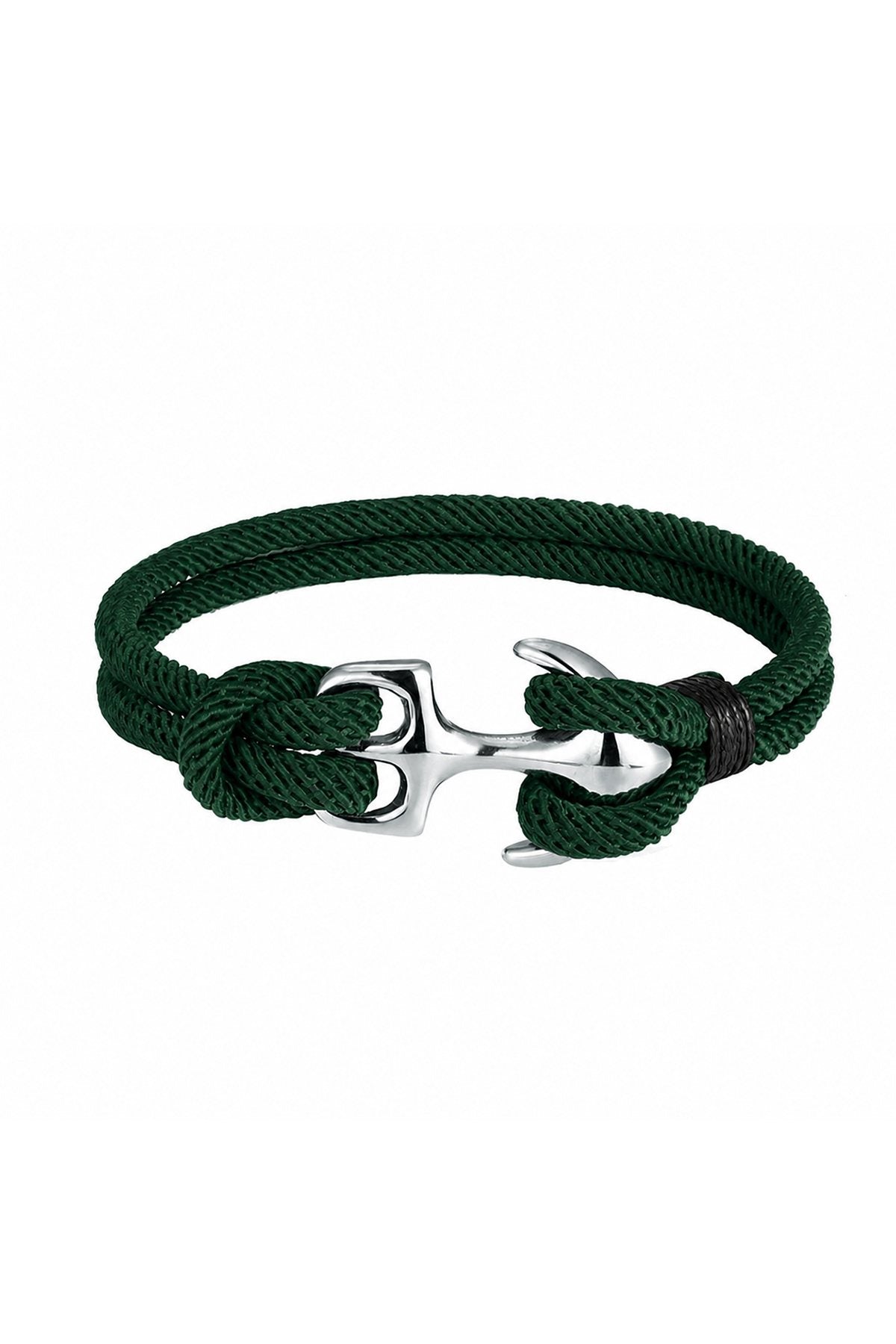 Dark Green Braided Rope Anchor Bracelet