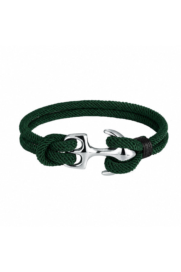 Dark Green Braided Rope Anchor Bracelet