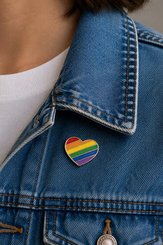 Diagonal Rainbow Heart Enamel Pin