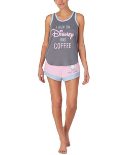 Disney & Coffee Tank Top & Shorts Pajama Set Grey thumbnail 1