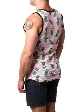 Distortion Flamingo-Pink Pineapple AOP Pique Tank Top thumbnail 2