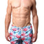Distortion Light Blue Flamingo Print Swim Short