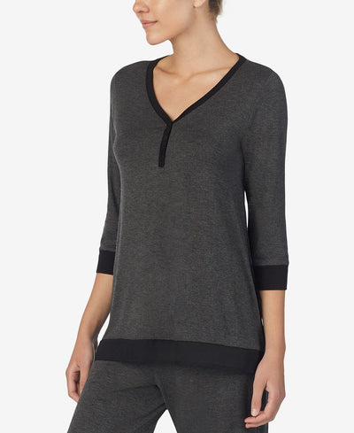 Dkny Colorblocked Pajama Top Heather Charcoal