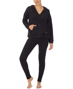 Dkny Kangaroo Pocket Hoodie And Sleek Legging Pajama Set Black thumbnail 1