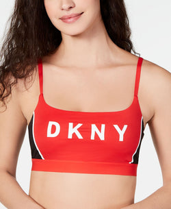 Dkny Logo Scoop Wirefree Bralette Dk4509 Cherry Racing Graphic thumbnail 1