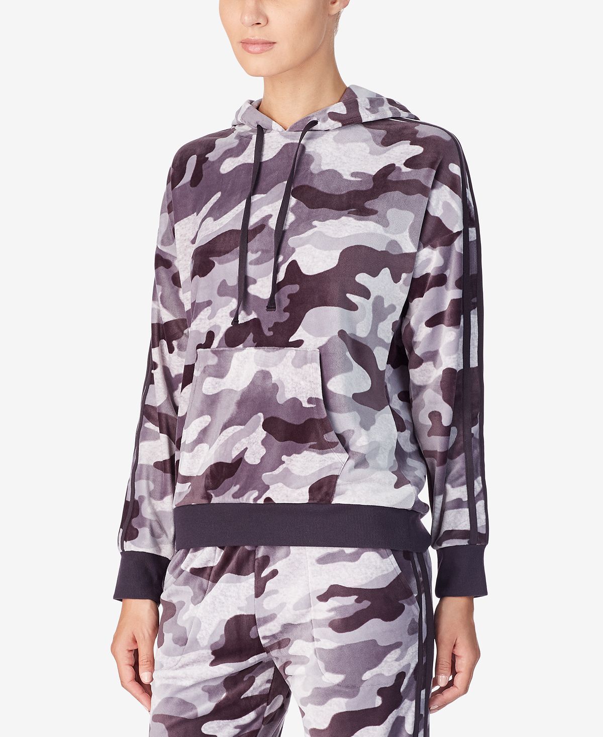 Dkny Lux Plush Hoodie Grey Print