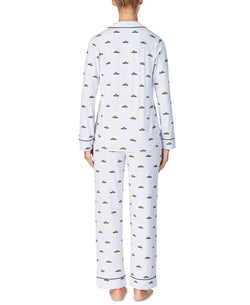 Dkny Wo Printed Jersey Shirt & Pants Pajamas Set Wht Stp thumbnail 2