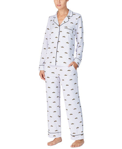 Dkny Wo Printed Jersey Shirt & Pants Pajamas Set Wht Stp thumbnail 3
