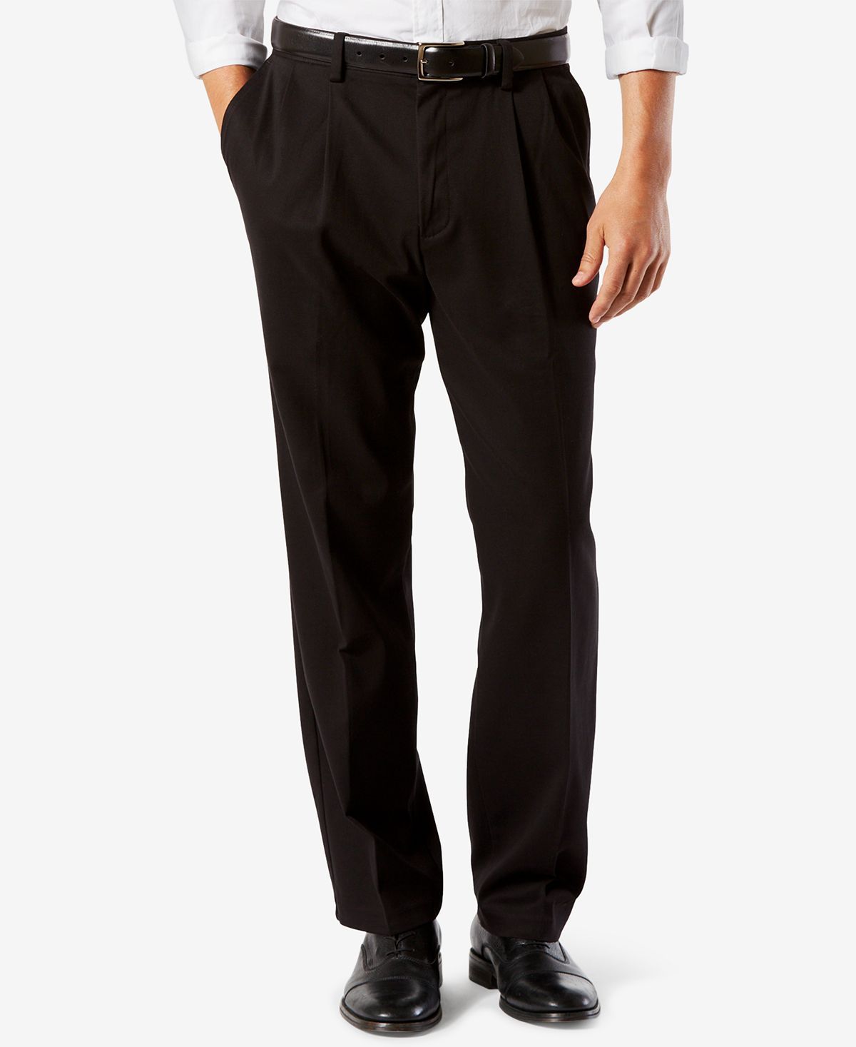 Dockers Big & Tall Easy Classic Pleated Fit Khaki Stretch Pants Black