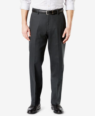 Dockers Signature Lux Cotton Relaxed Fit Creased Stretch Khaki Pants Steelhead