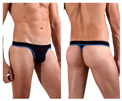 Doreanse Men's Underwear 1012-BLK Borderline Thongs Color Black thumbnail 1