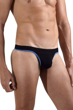 Doreanse Men's Underwear 1012-BLK Borderline Thongs Color Black thumbnail 2