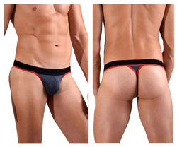 Doreanse Men's Underwear 1012-CHR Borderline Thongs Color Charcoal thumbnail 1