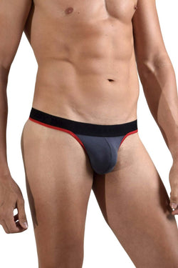 Doreanse Men's Underwear 1012-CHR Borderline Thongs Color Charcoal thumbnail 2