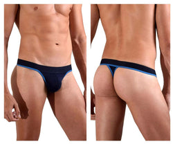 Doreanse Men's Underwear 1012-NVY Borderline Thongs Color Navy thumbnail 1