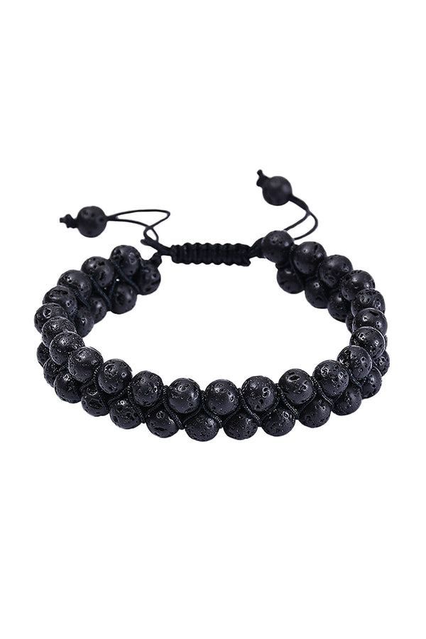 Double Layer Black Lava Stone Adjustable Healing Bracelet