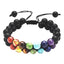 Double-Layer Matte Black Onyx 7-Chakra Adjustable Healing Bracelet