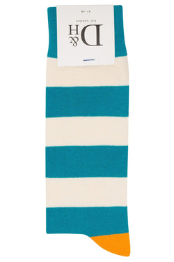 Drake & Hutch Aqua/White Candy Stripe Unisex Crew Sock thumbnail 2