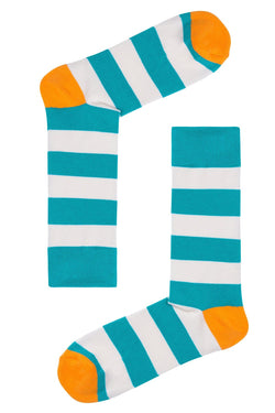 Drake & Hutch Aqua/White Candy Stripe Unisex Crew Sock thumbnail 1