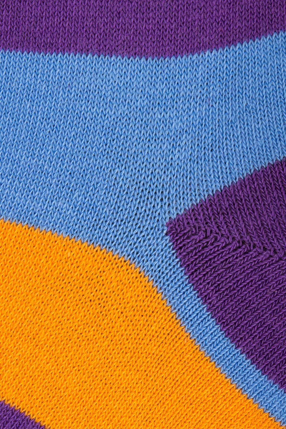 Drake & Hutch Blue/Orange/Purple Multi Stripe Unisex Crew Socks