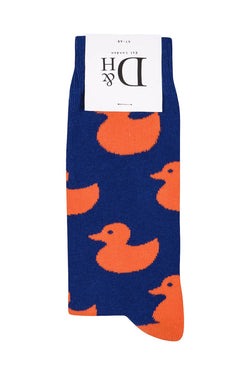 Drake & Hutch Blue/Orange 'Rubber Duckie' Unisex Crew Socks thumbnail 2