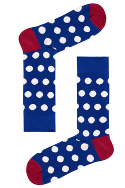 Drake & Hutch Blue Polka Unisex Crew Socks thumbnail 1