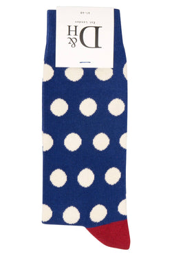 Drake & Hutch Blue Polka Unisex Crew Socks thumbnail 2