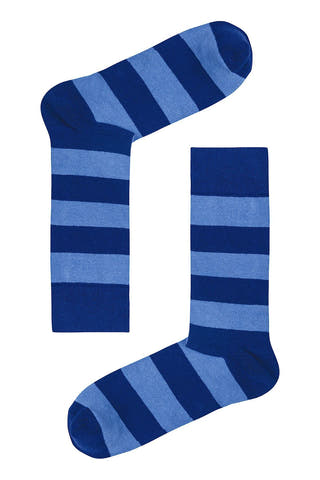 Drake & Hutch Blue/Sky Candy Stripe Unisex Crew Socks