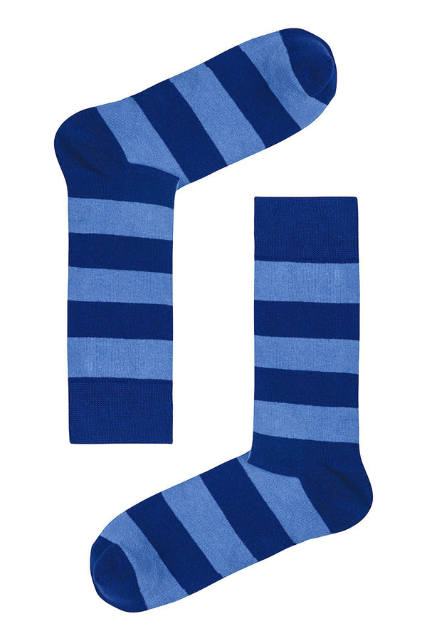 Drake & Hutch Blue/Sky Candy Stripe Unisex Crew Socks