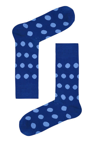 Drake & Hutch Blue/Sky Polka Unisex Crew Socks
