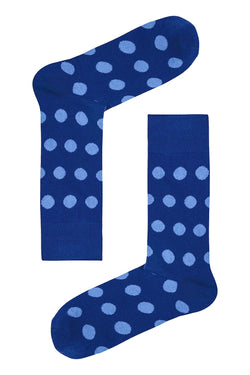 Drake & Hutch Blue/Sky Polka Unisex Crew Socks thumbnail 1