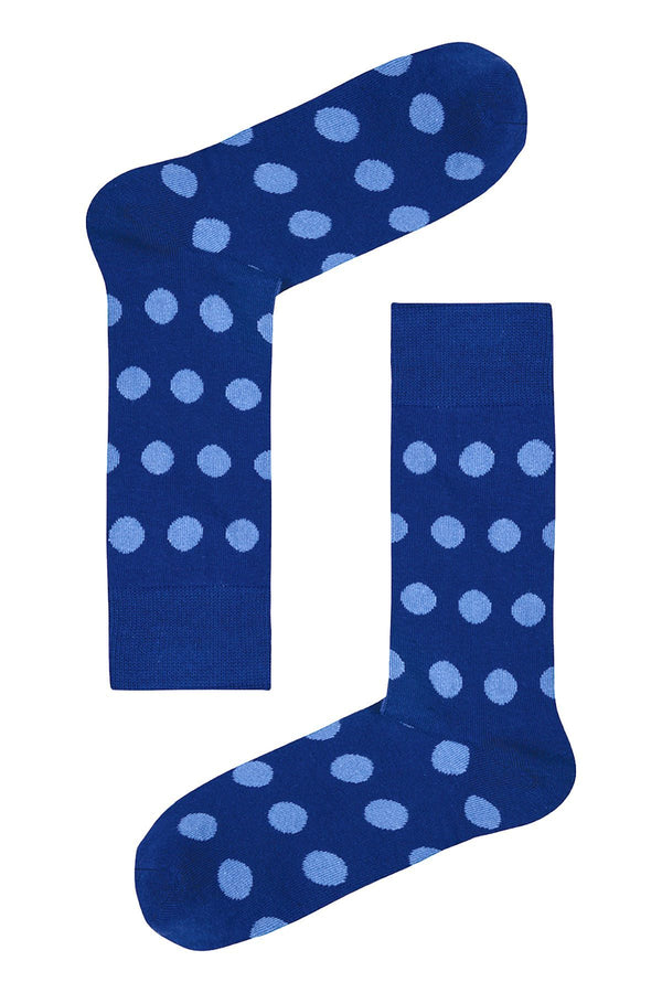 Drake & Hutch Blue/Sky Polka Unisex Crew Socks