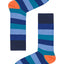 Drake & Hutch Blue/Teal/Orange Multi-Stripe Unisex Crew Socks