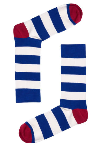 Drake & Hutch Blue/White Stripe Unisex Crew Socks