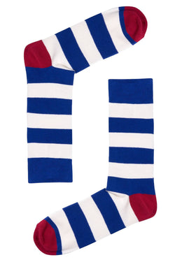 Drake & Hutch Blue/White Stripe Unisex Crew Socks thumbnail 1