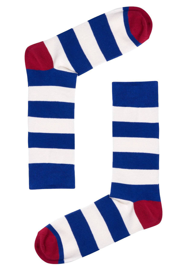 Drake & Hutch Blue/White Stripe Unisex Crew Socks