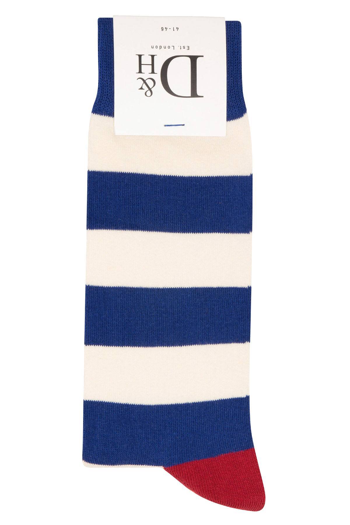 Drake & Hutch Blue/White Stripe Unisex Crew Socks