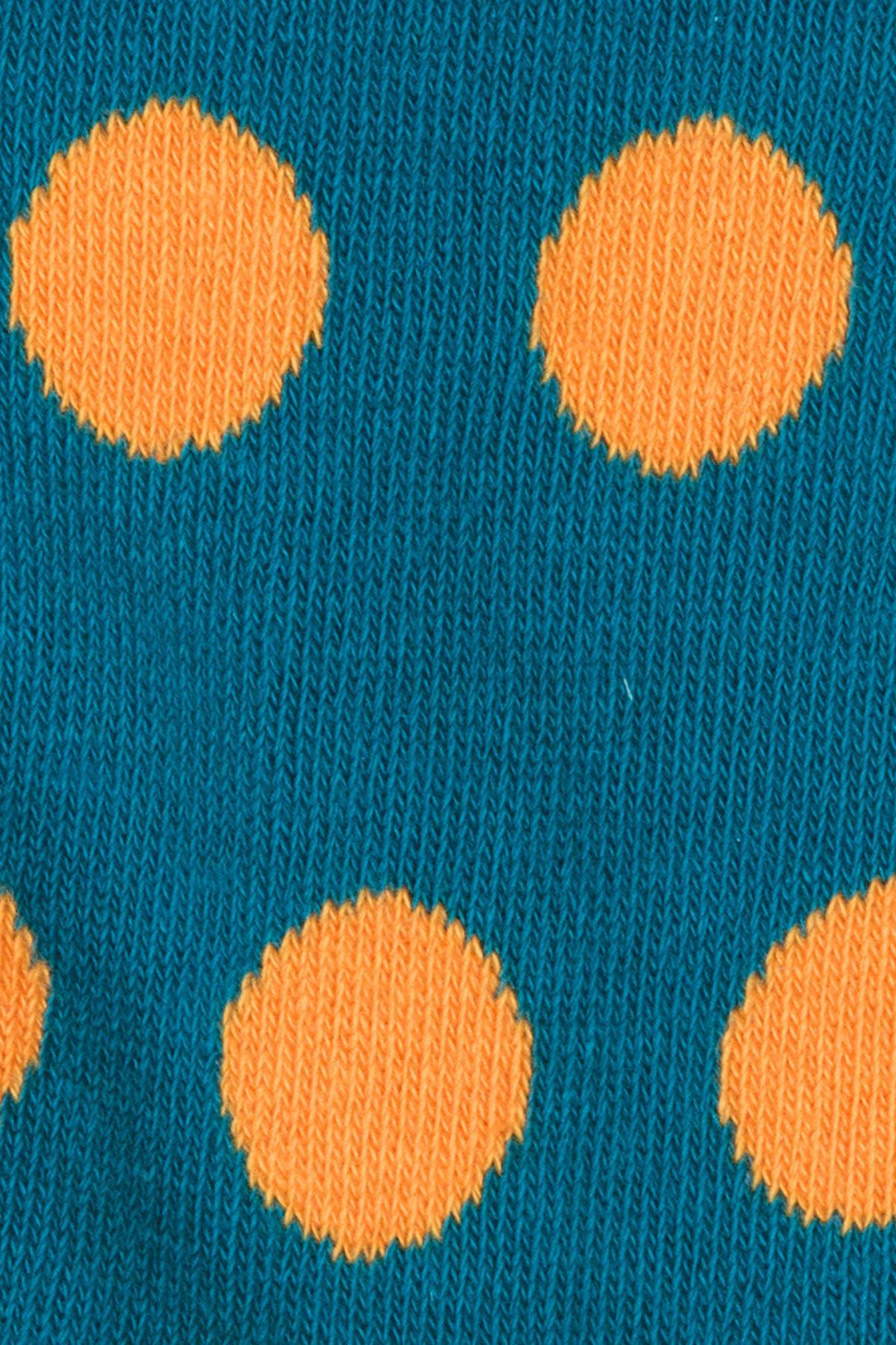 Drake & Hutch Orange/Aqua Polka Unisex Crew Socks