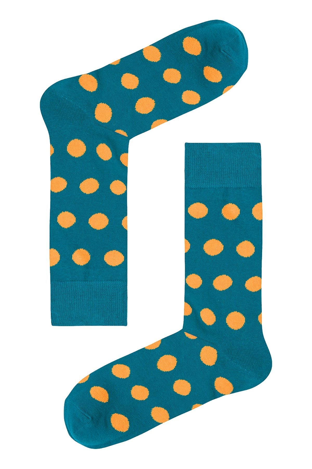 Drake & Hutch Orange/Aqua Polka Unisex Crew Socks