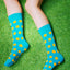 Drake & Hutch Orange/Aqua Polka Unisex Crew Socks