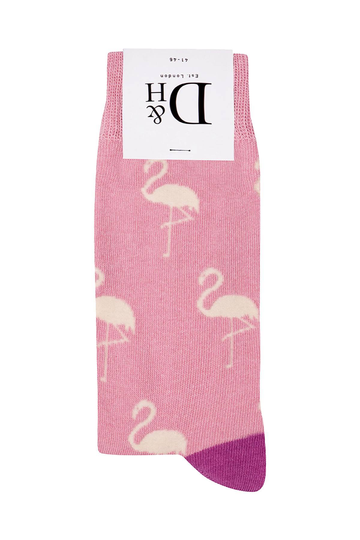 Drake & Hutch Pink 'Funky Flamingo' Unisex Crew Socks