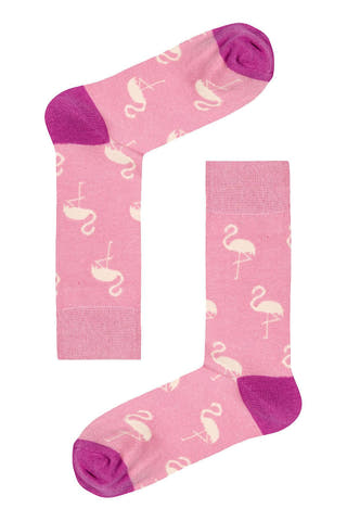 Drake & Hutch Pink 'Funky Flamingo' Unisex Crew Socks